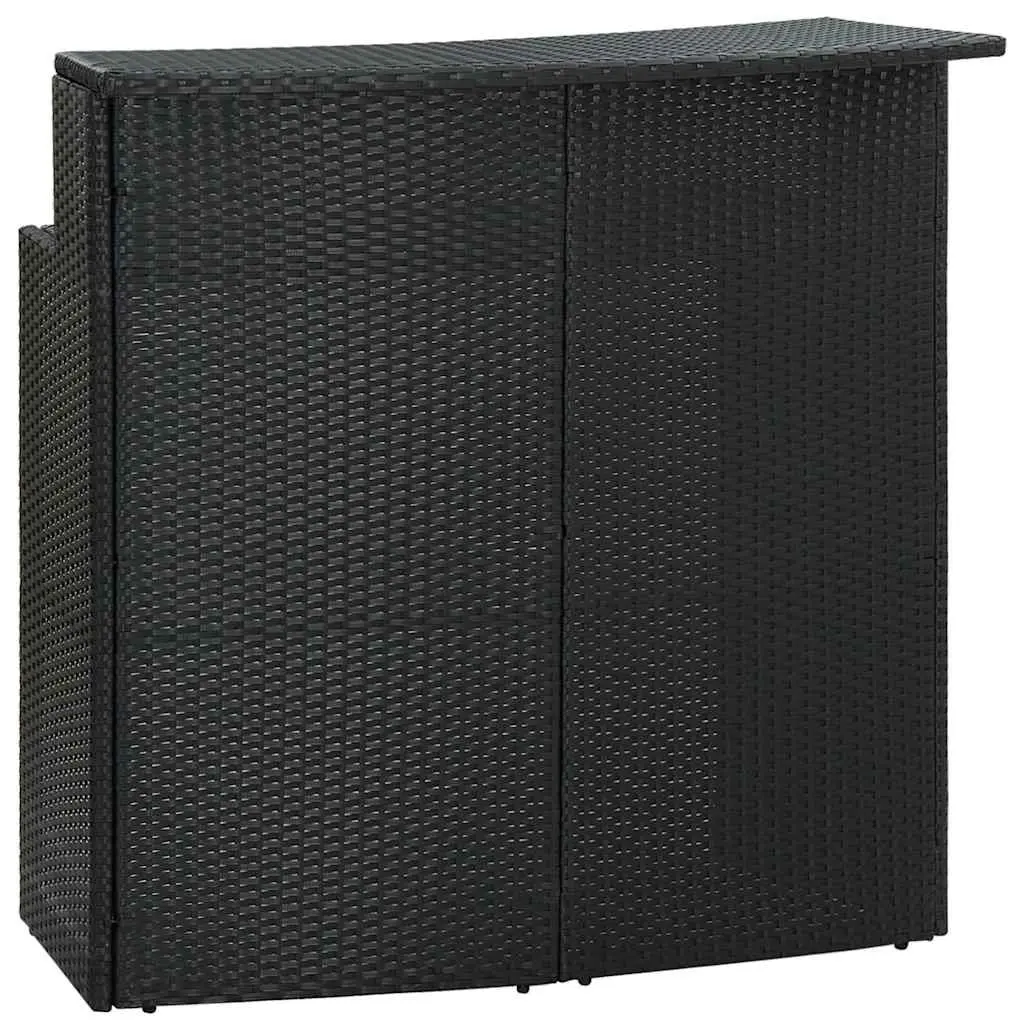 Garden Bar Set PE Rattan Powder-Coated Steel 4 Piece Black Outdoor Patio Furniture