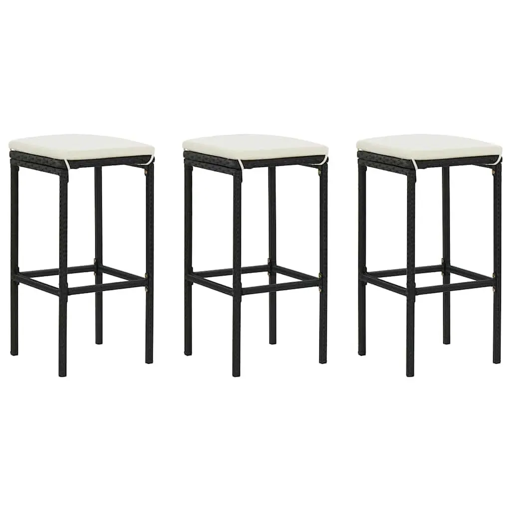Garden Bar Set 4 Piece Outdoor Furniture Poly Rattan Patio Dining with Cushions