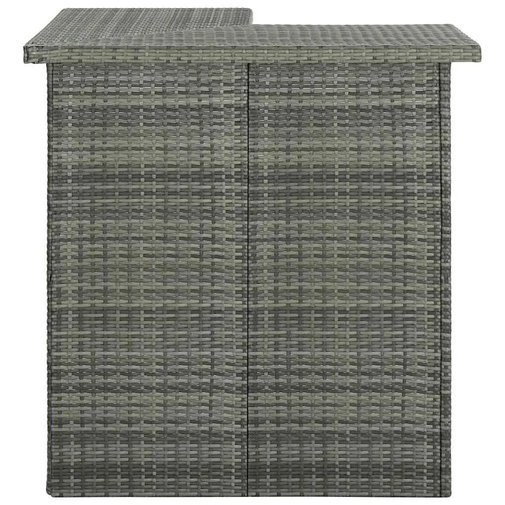 Garden Bar Set PE Rattan 4 Piece Grey with Powder Coated Steel Frame and Seat Cushions
