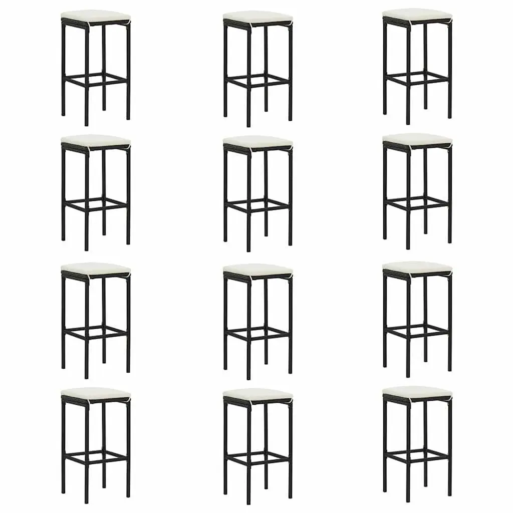 Outdoor Patio Furniture Set 16 Pieces Lightweight Weather-resistant PE Rattan with Cushions Black