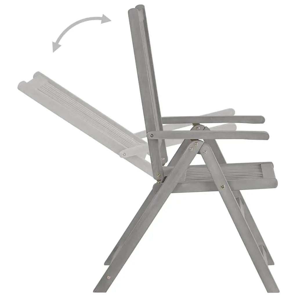 Outdoor Reclining Chairs Set Acacia Wood Grey Wash 4 Piece