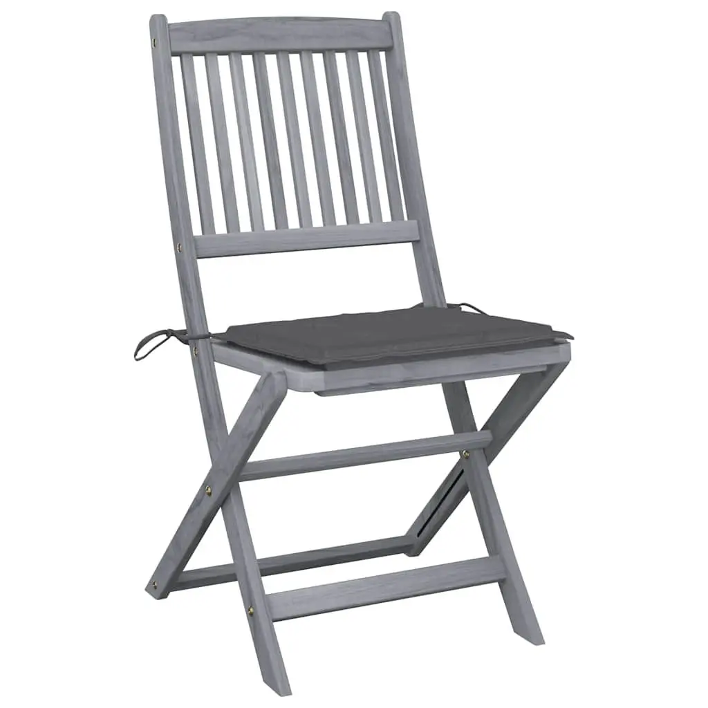 Folding Dining Chairs Set Solid Acacia Wood 6 Piece Grey Washed Anthracite