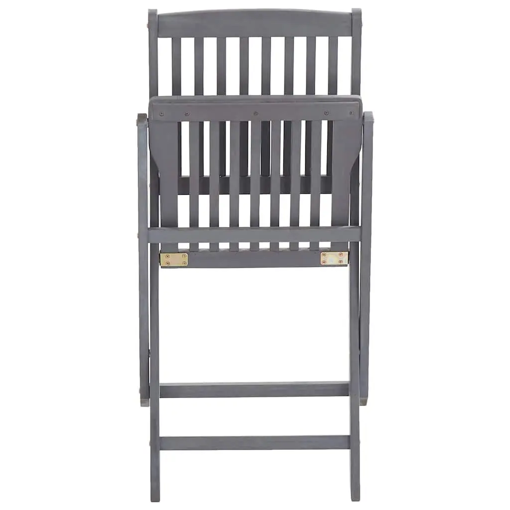Folding Dining Chairs Set Solid Acacia Wood 6 Piece Grey Washed Anthracite