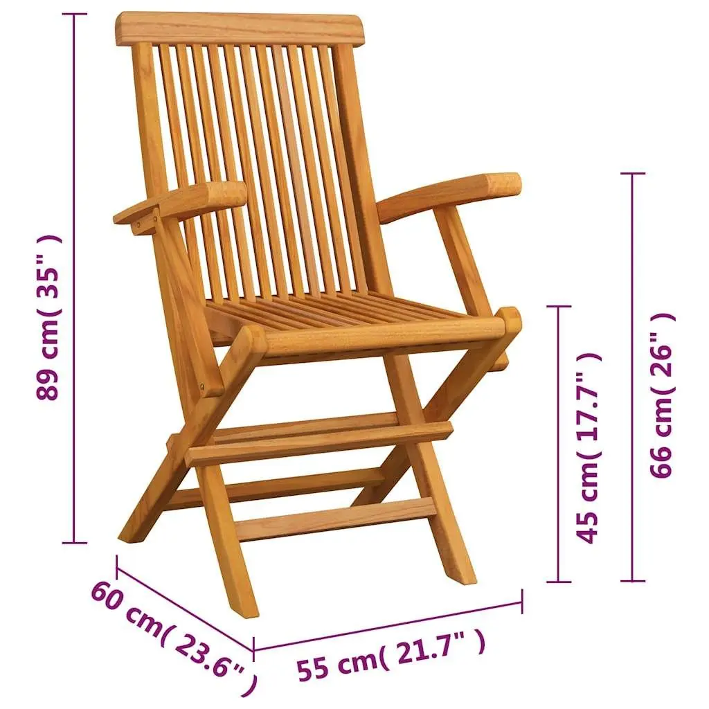 Folding Garden Chairs Teak Hardwood 4 Piece Set Brown