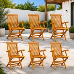 6-Piece Teak Folding Chairs for Easy Outdoor Seating