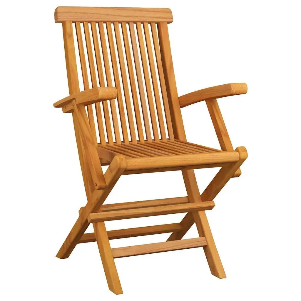 Folding Garden Chairs 6 Piece Set Solid Teak Wood Brown Outdoor Patio Seating Furniture