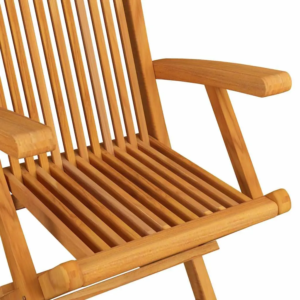Folding Garden Chairs 6 Piece Set Solid Teak Wood Brown Outdoor Patio Seating Furniture