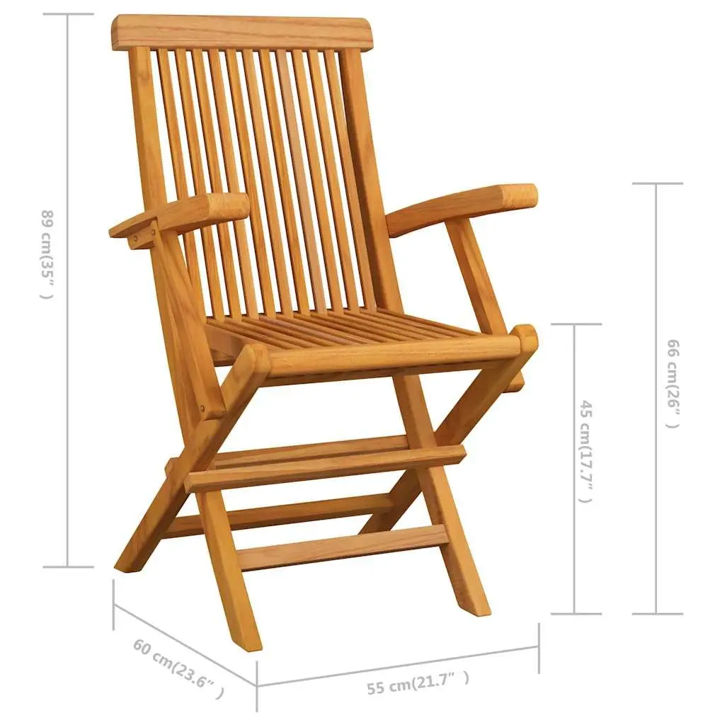 Folding Garden Chairs 6 Piece Set Solid Teak Wood Brown Outdoor Patio Seating Furniture
