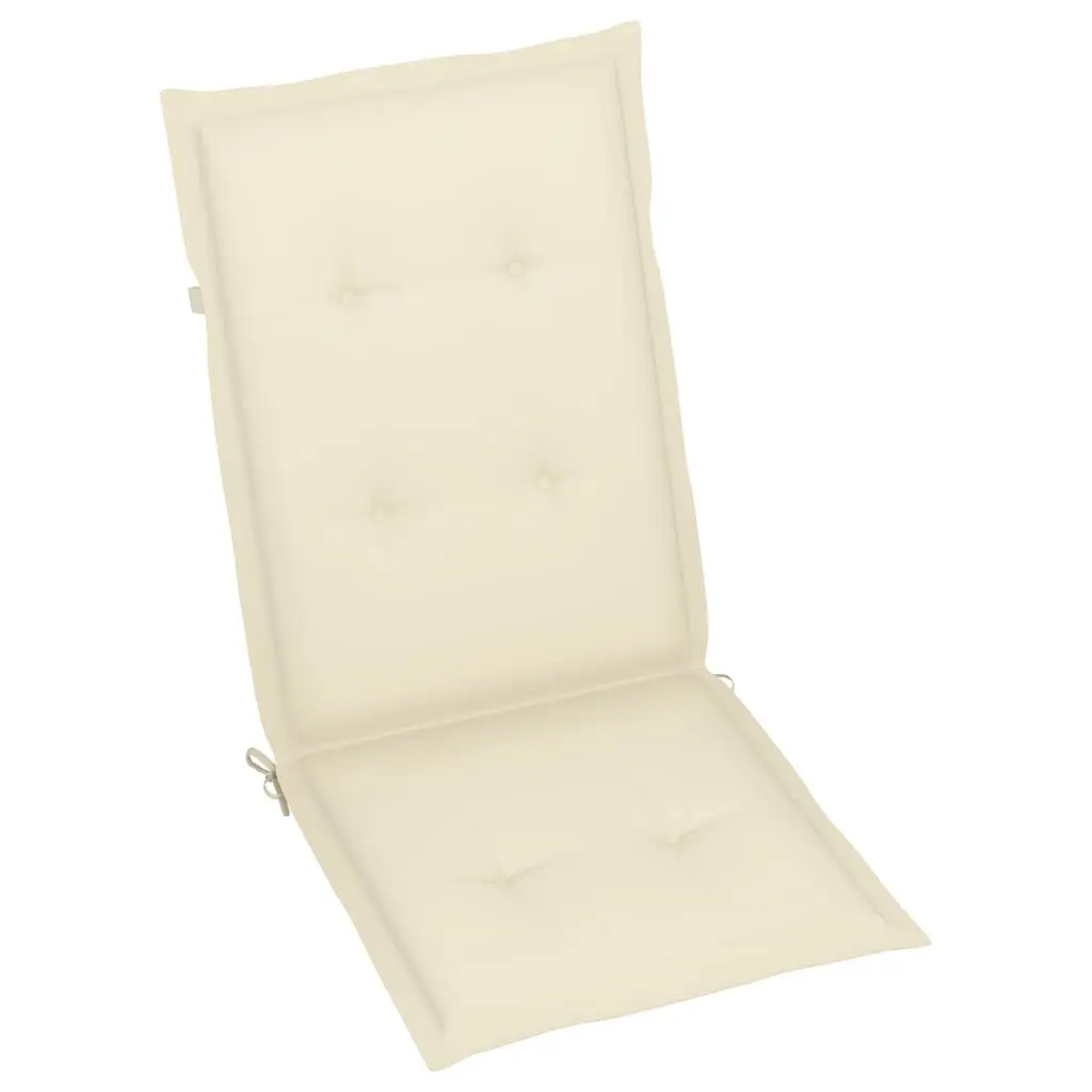 Outdoor Garden Chairs Teak Wood Folding Reclining Set 6 Pieces Cream Cushions