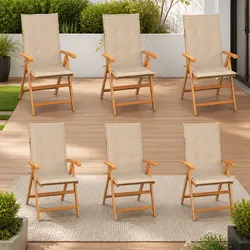Teak Wood Outdoor Chairs Set of 6 for Garden and Patio Use