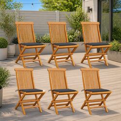 Practical Set of 6 Teak Folding Chairs for Your Garden