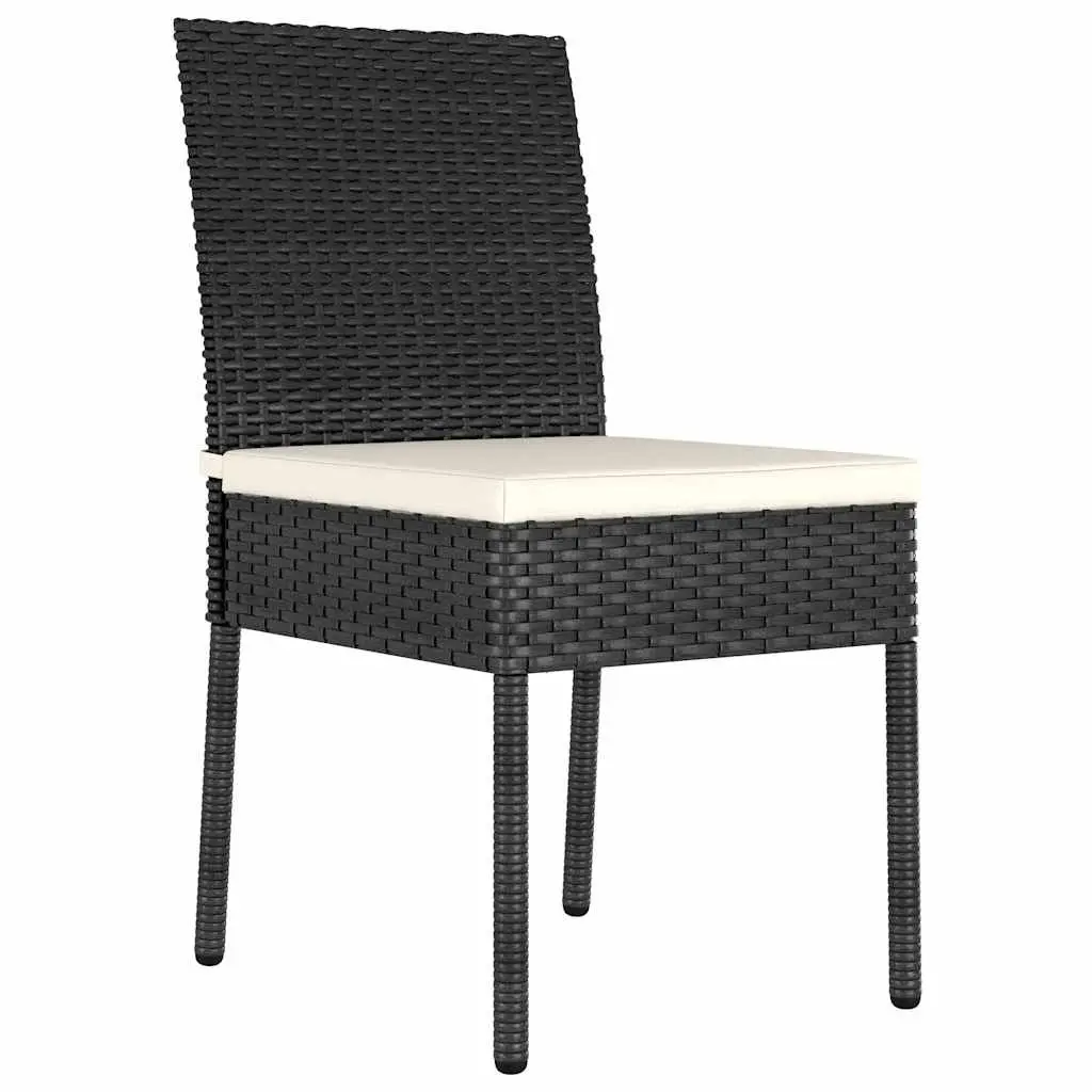 3 Piece Outdoor Garden Dining Set Black Poly Rattan Table Chairs Patio Furniture