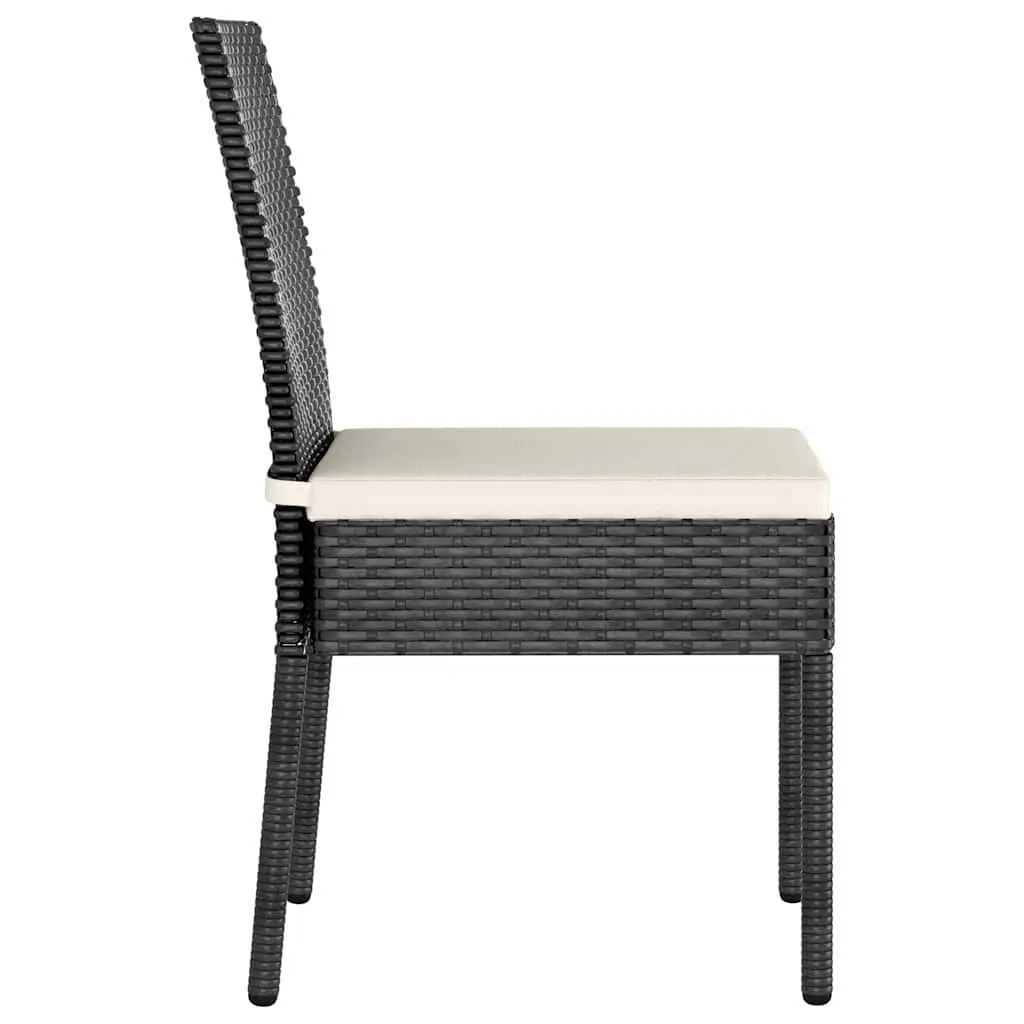 3 Piece Outdoor Garden Dining Set Black Poly Rattan Table Chairs Patio Furniture