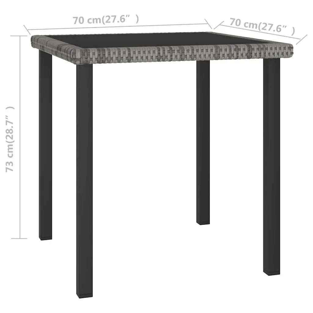 3 Piece Garden Dining Set Steel Frame PE Rattan Grey Outdoor Patio Furniture