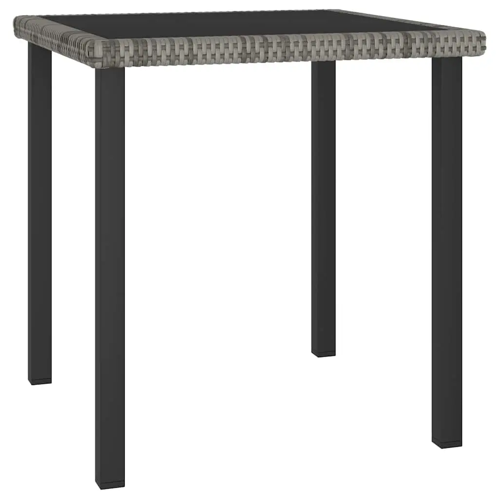 3 Piece Garden Dining Set Steel Frame PE Rattan Grey Outdoor Patio Furniture