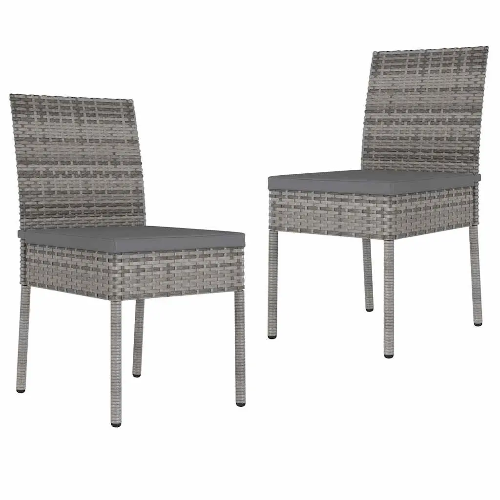 3 Piece Garden Dining Set Steel Frame PE Rattan Grey Outdoor Patio Furniture