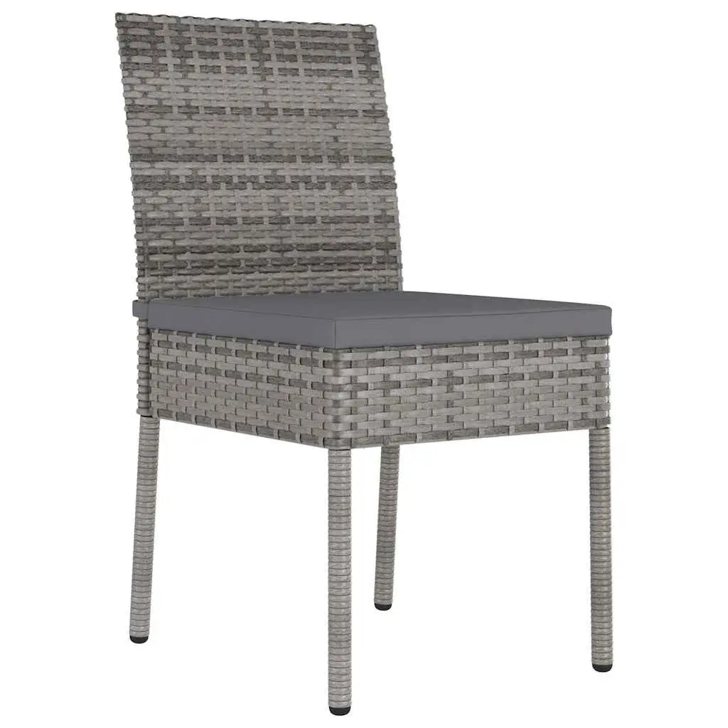 3 Piece Garden Dining Set Steel Frame PE Rattan Grey Outdoor Patio Furniture