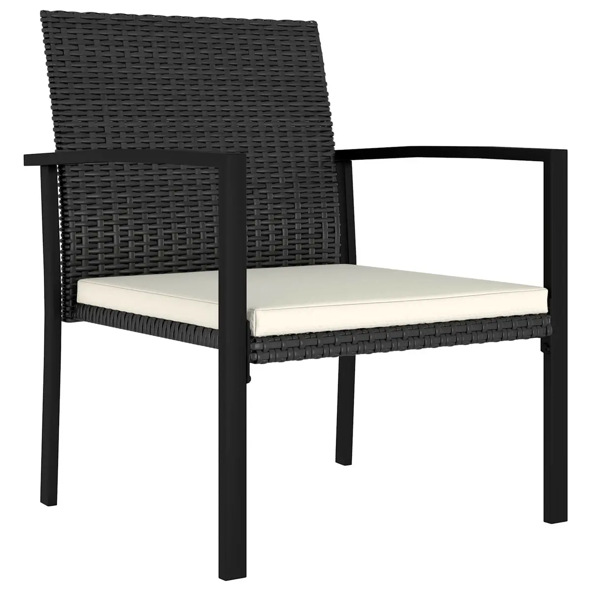 5 Piece Garden Dining Set Steel Frame PE Rattan Black Outdoor Patio Table Chairs