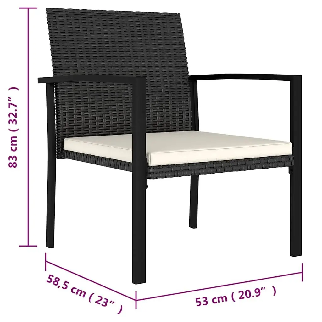 7 Piece Outdoor Dining Set Black Poly Rattan Garden Patio Furniture Table Chairs