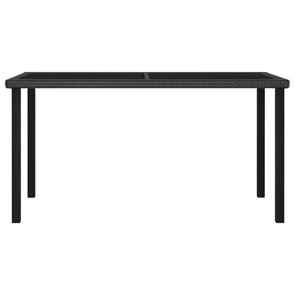 7 Piece Outdoor Dining Set Black Poly Rattan Garden Patio Furniture Table Chairs