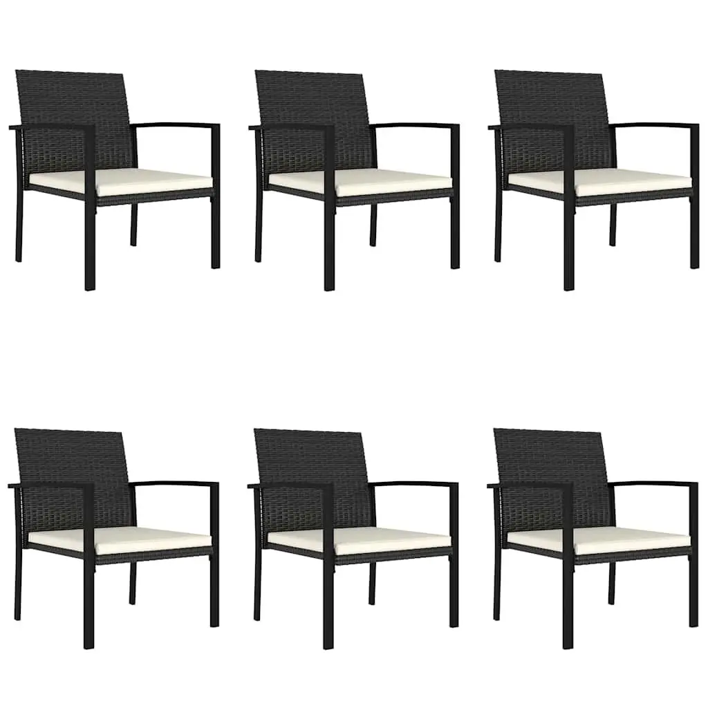 7 Piece Outdoor Dining Set Black Poly Rattan Garden Patio Furniture Table Chairs