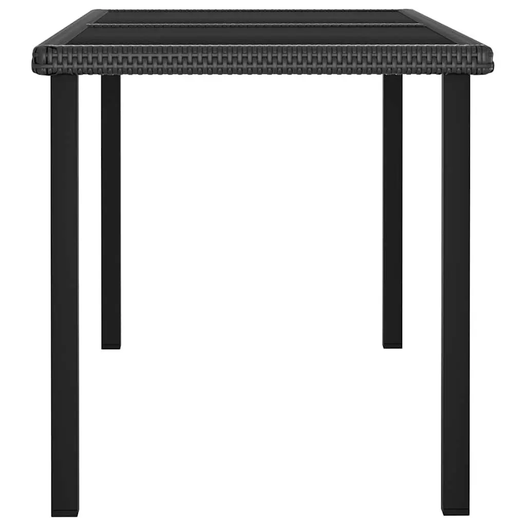 7 Piece Outdoor Dining Set Black Poly Rattan Garden Patio Furniture Table Chairs