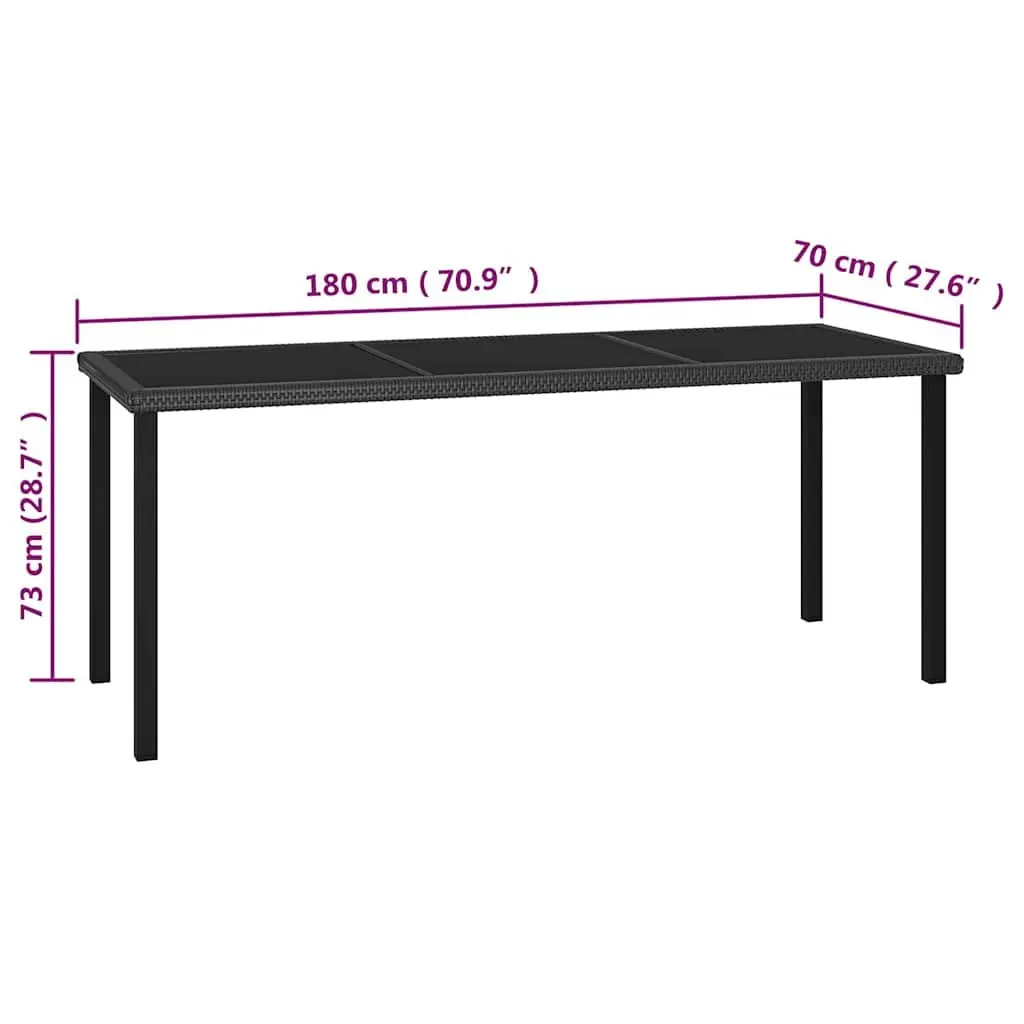 7 Piece Outdoor Garden Dining Set Steel Frame PE Rattan Black