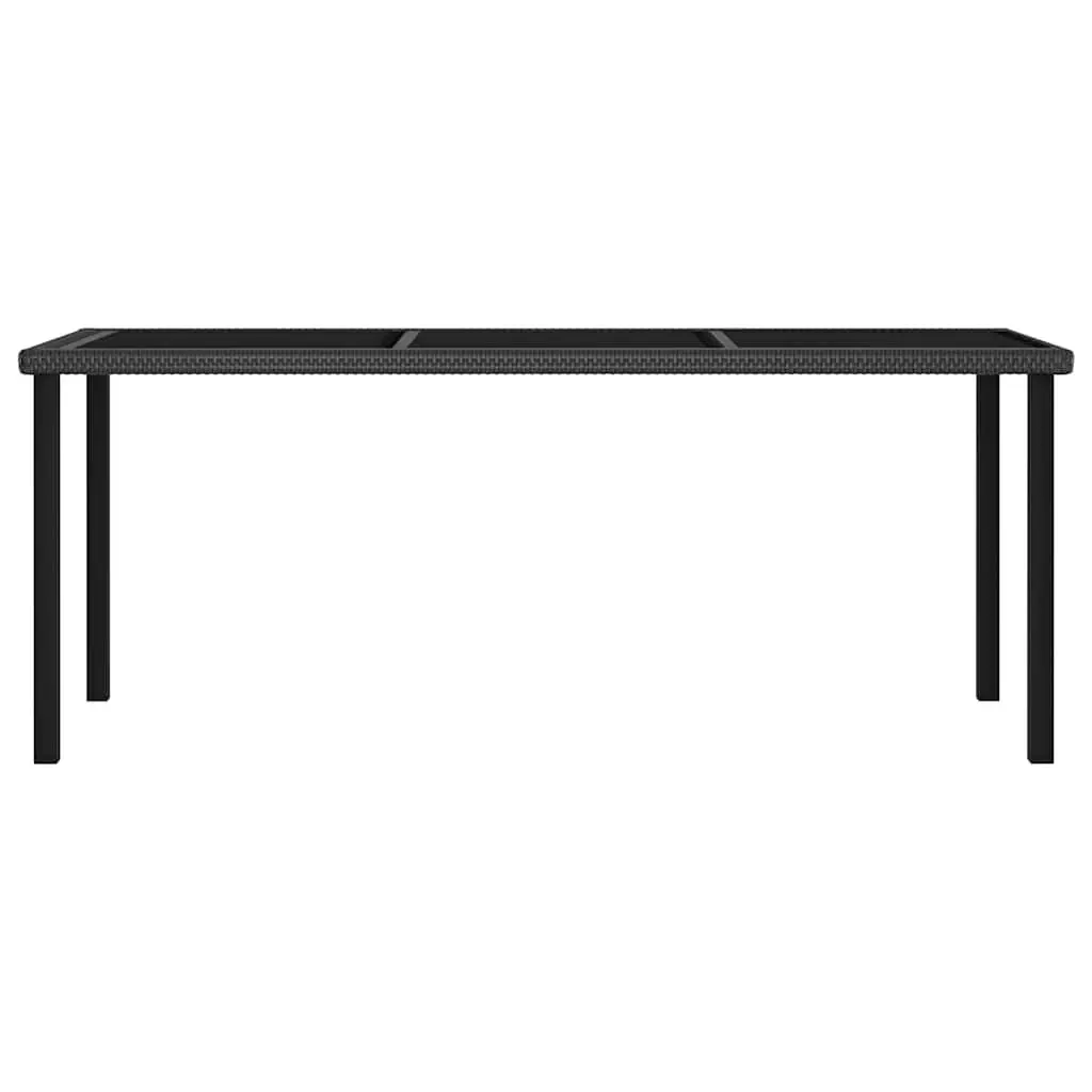 7 Piece Outdoor Garden Dining Set Steel Frame PE Rattan Black