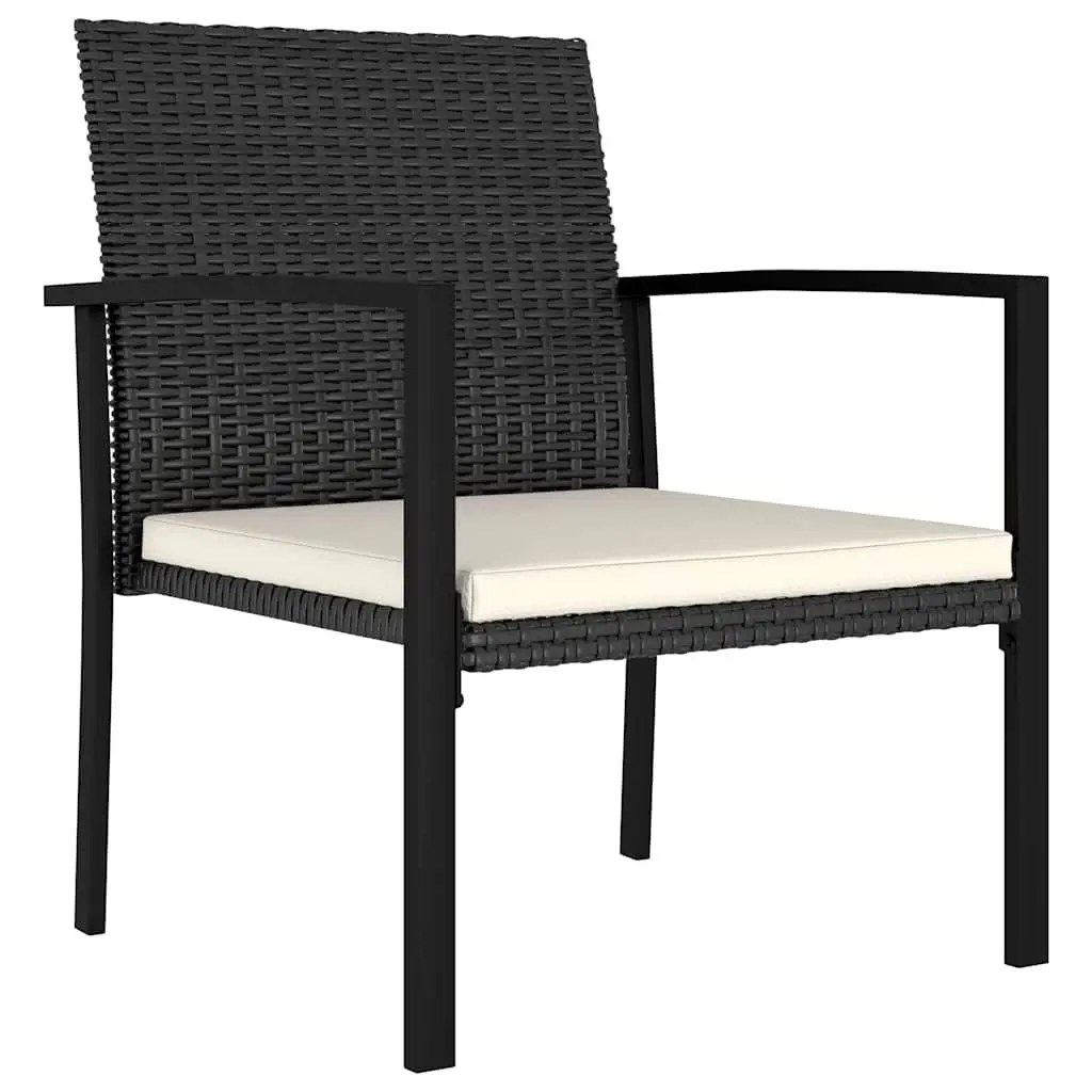 7 Piece Outdoor Garden Dining Set Steel Frame PE Rattan Black