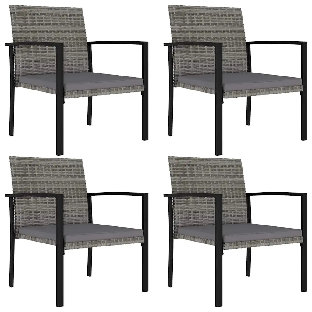 5 Piece Outdoor Dining Set Grey Steel Frame Weather Resistant PE Rattan Garden Furniture Patio Table Chairs