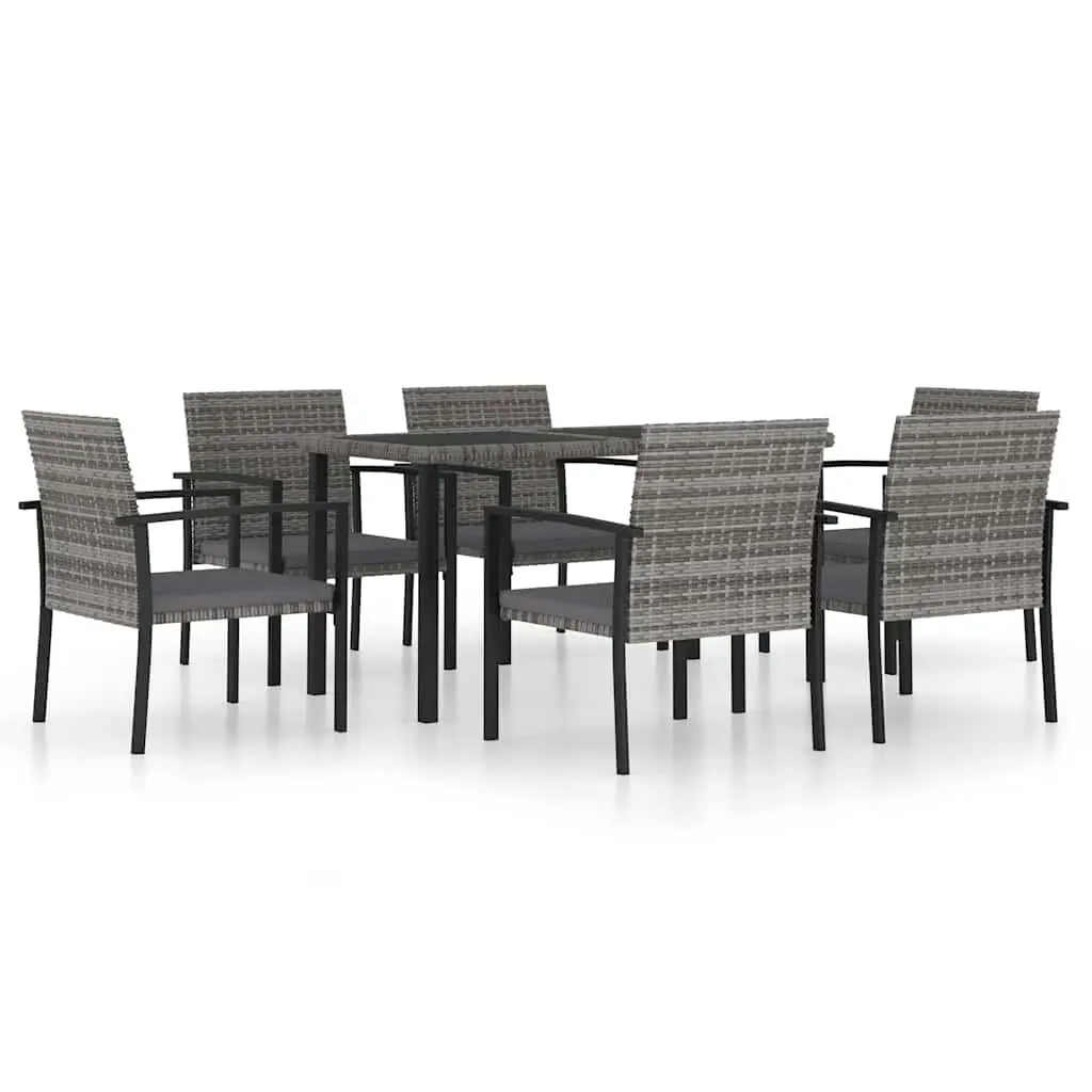 7 Piece Garden Dining Set Outdoor Patio Furniture Grey PE Rattan Table Chairs