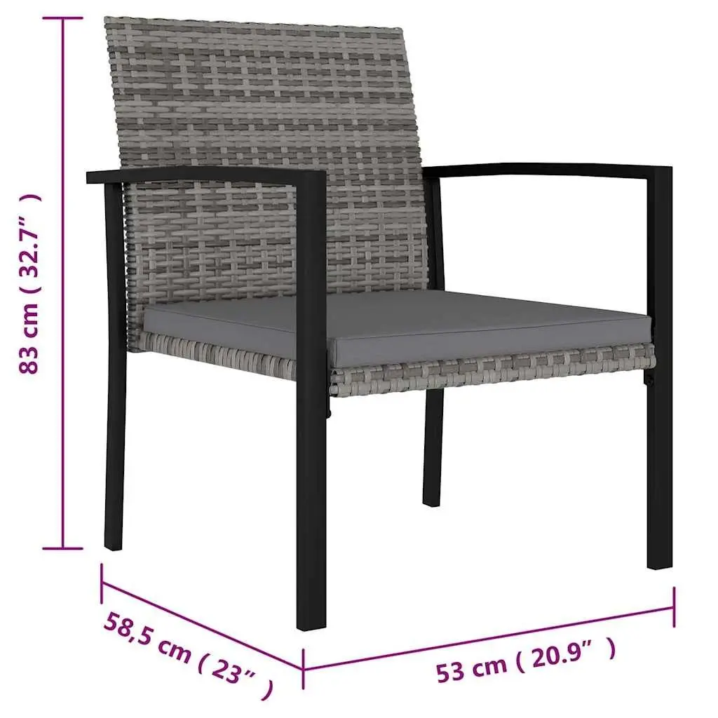 7 Piece Garden Dining Set Outdoor Patio Furniture Grey PE Rattan Table Chairs