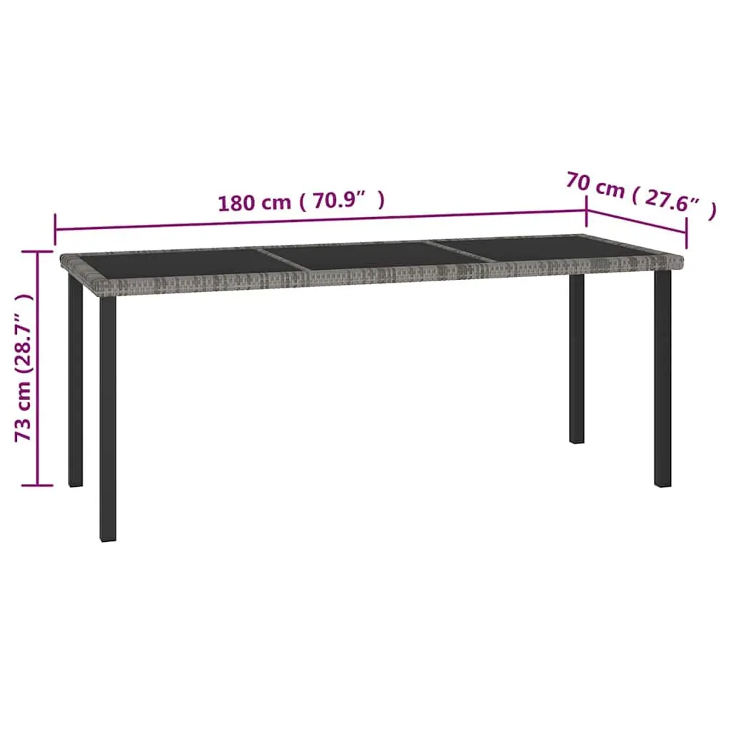 7 Piece Garden Dining Set Steel Frame PE Rattan Outdoor Patio Table Chairs Grey
