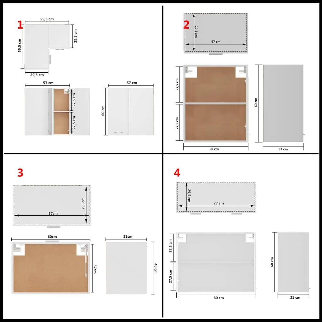 11 Piece Engineered Wood White Kitchen Cabinet Set Storage Organiser Furniture
