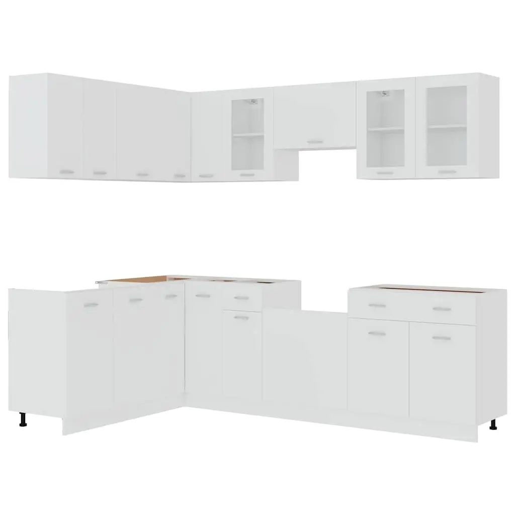 11 Piece Engineered Wood White Kitchen Storage Cabinet Set