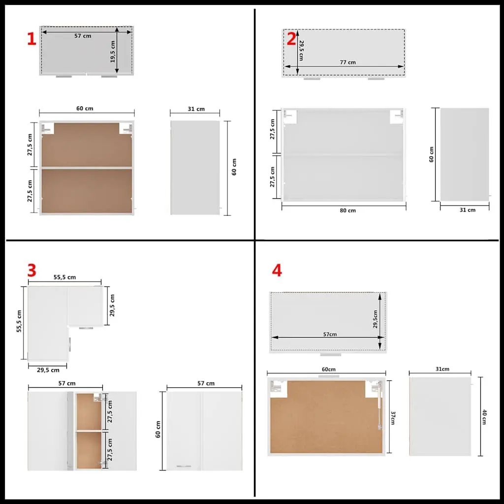 11 Piece Engineered Wood White Kitchen Storage Cabinet Set