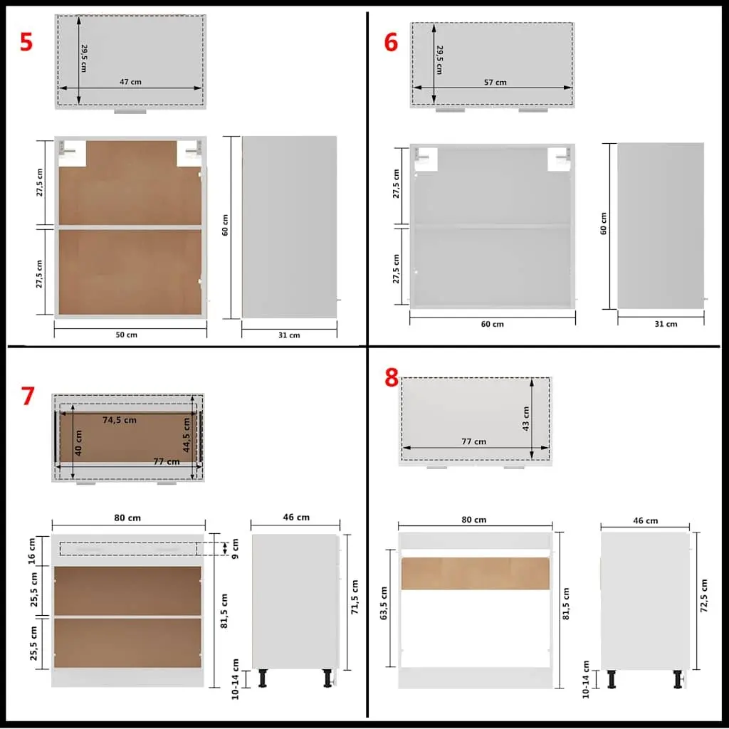 11 Piece Engineered Wood White Kitchen Storage Cabinet Set