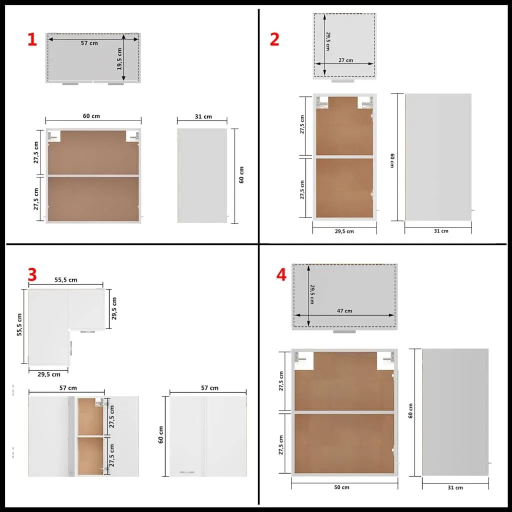 Kitchen Cabinet Set 14 Piece White Engineered Wood Storage Organiser Cupboard