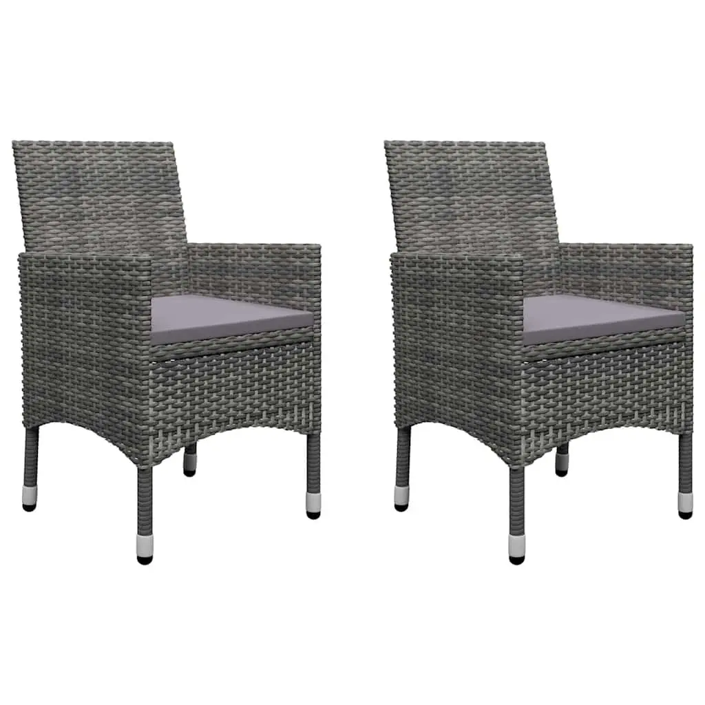 Garden Dining Set Acacia Wood Table Steel Frame Chairs Grey 3 Piece