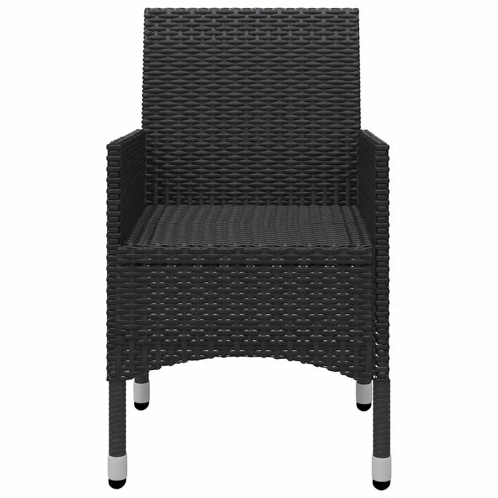 Garden Dining Set Solid Acacia Wood Table Powder-Coated Steel Frame 5 Piece Black Outdoor Furniture