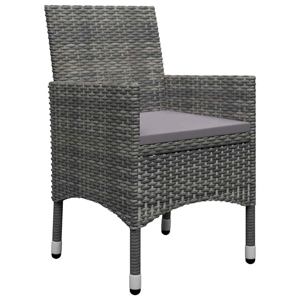 5 Piece Outdoor Dining Set Acacia Wood Table Rattan Chairs Grey