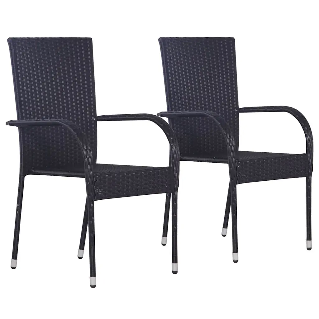 3 Piece Garden Dining Set Acacia Wood Table Rattan Chairs Black Outdoor Use