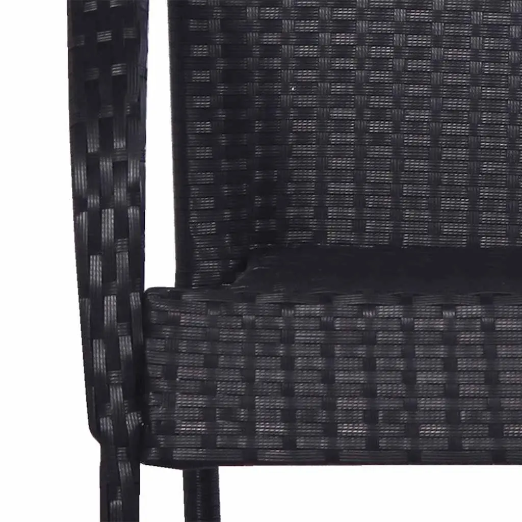 3 Piece Garden Dining Set Acacia Wood Table Rattan Chairs Black Outdoor Use