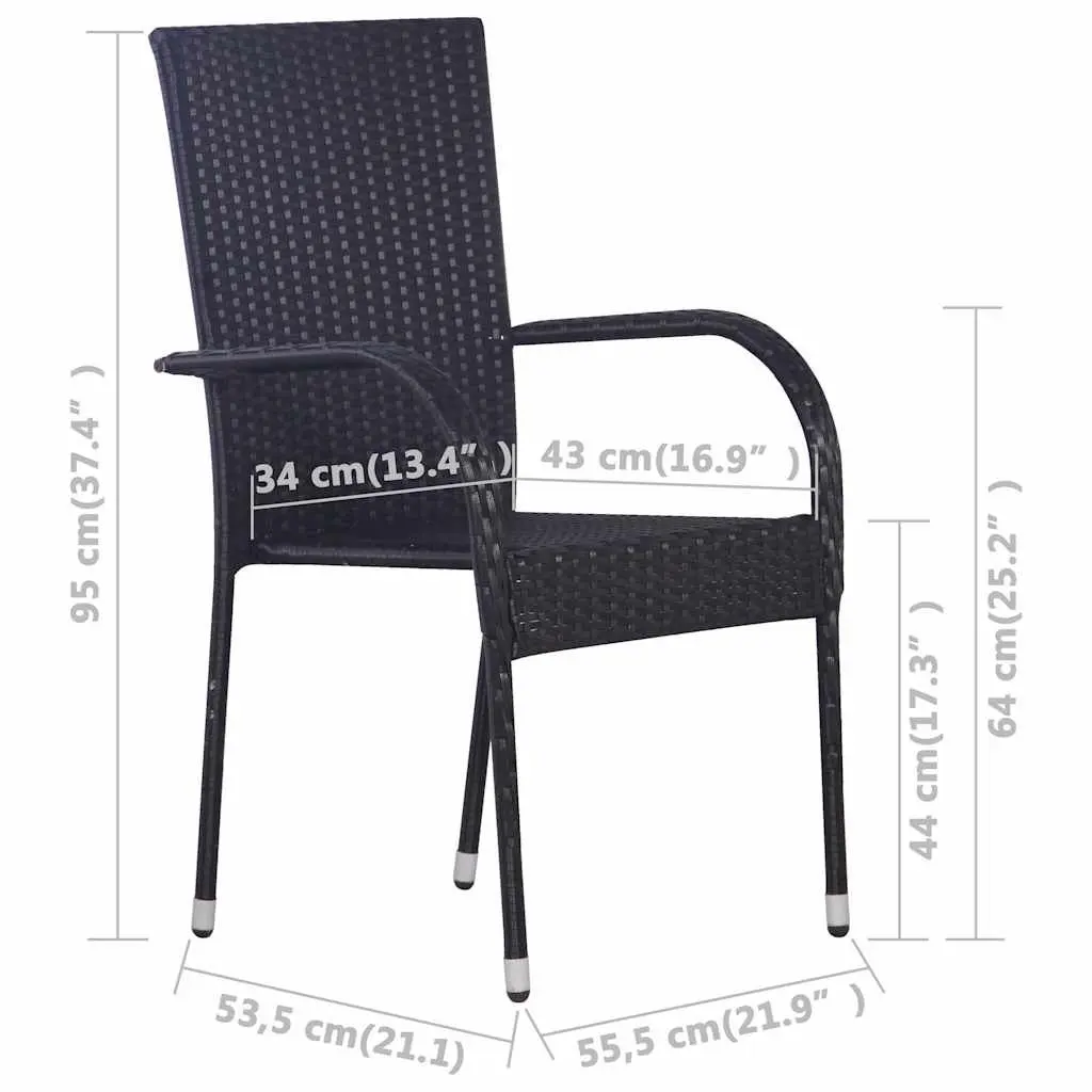 3 Piece Garden Dining Set Acacia Wood Table Rattan Chairs Black Outdoor Use