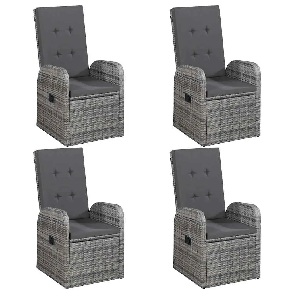Garden Dining Set Acacia Wood Table Powder-Coated Steel Chairs 5 Piece Grey