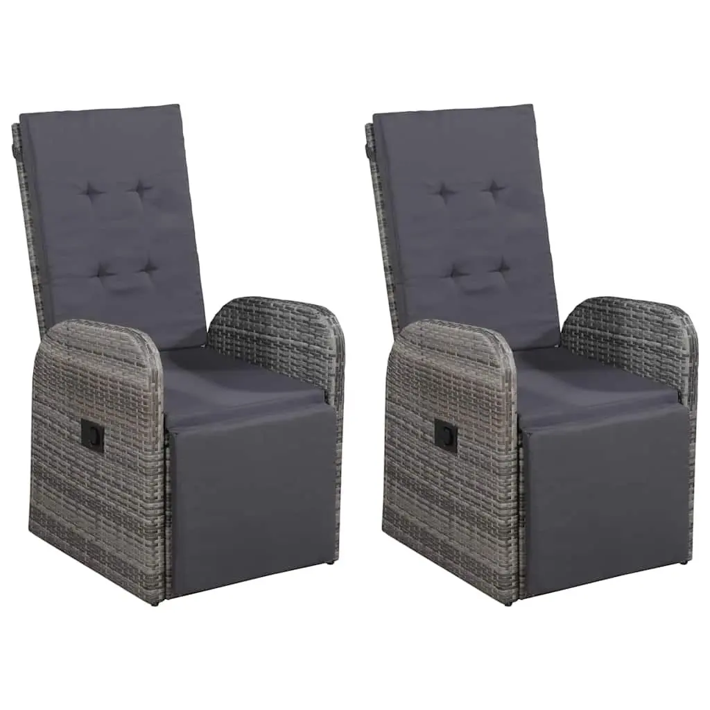 5 Piece Outdoor Dining Set Acacia Wood Table Rattan Chairs Grey Cushions