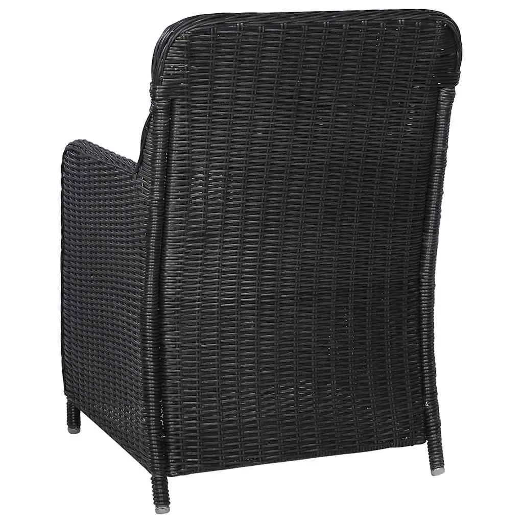 Outdoor Dining Set 3 Piece Black Acacia Wood Table with Rattan Chairs