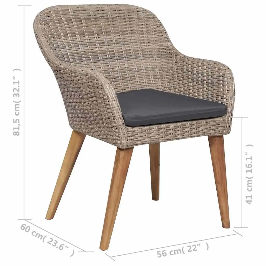 5 Piece Garden Dining Set Outdoor Furniture Table Chairs Brown Acacia Wood