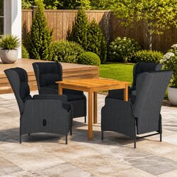 Garden Dining Set 5 Piece Outdoor Table Chairs Grey Rattan Cushioned