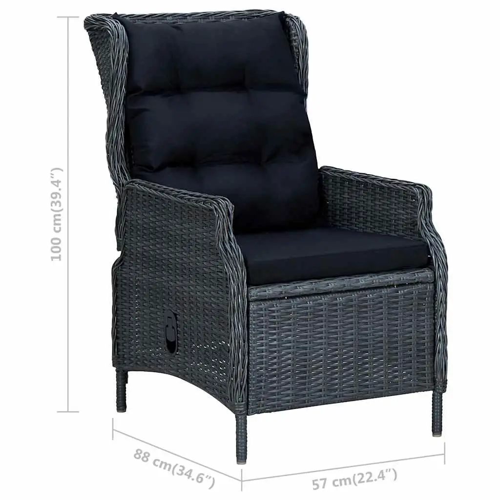 Outdoor Dining Set 5 Piece Cushioned Chairs Grey Rattan Table Solid Acacia Wood